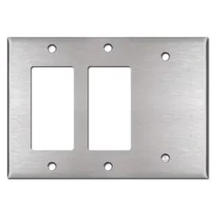 2 GFCI Decora Rocker & 1 Blank Combo Switch Plates – Stainless Steel