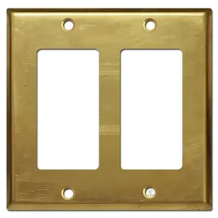 2 Rocker GFI Decora Outlet Cover Plate – Raw Natural Brass
