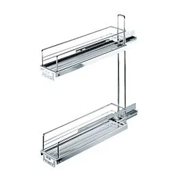 2 Tier Chrome Pull-Out Slide Basket Rack Spice Bottle Holder Cabinet Organizer
