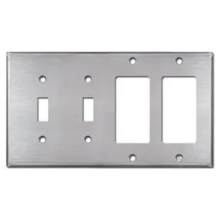 2 Toggle – Double GFCI Rocker Switch Plates – Satin Stainless Steel
