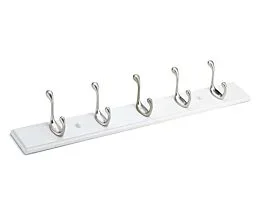 23-7/8″ White Board with 5 Brushed Nickel Hooks Utility Hook Rack