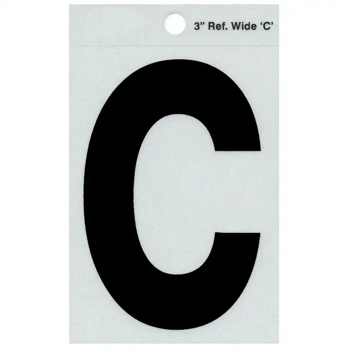 3″ – C Straight Wide Black Reflective Letters