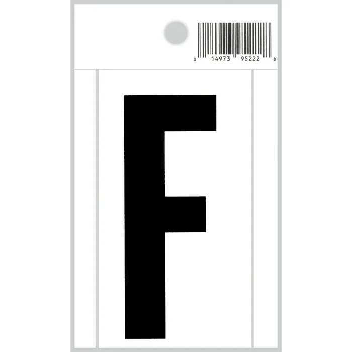 3″ – F Straight Black On White Letters