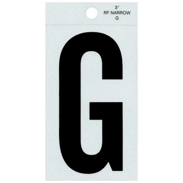 3″ – G Straight Narrow Black Reflective Letters