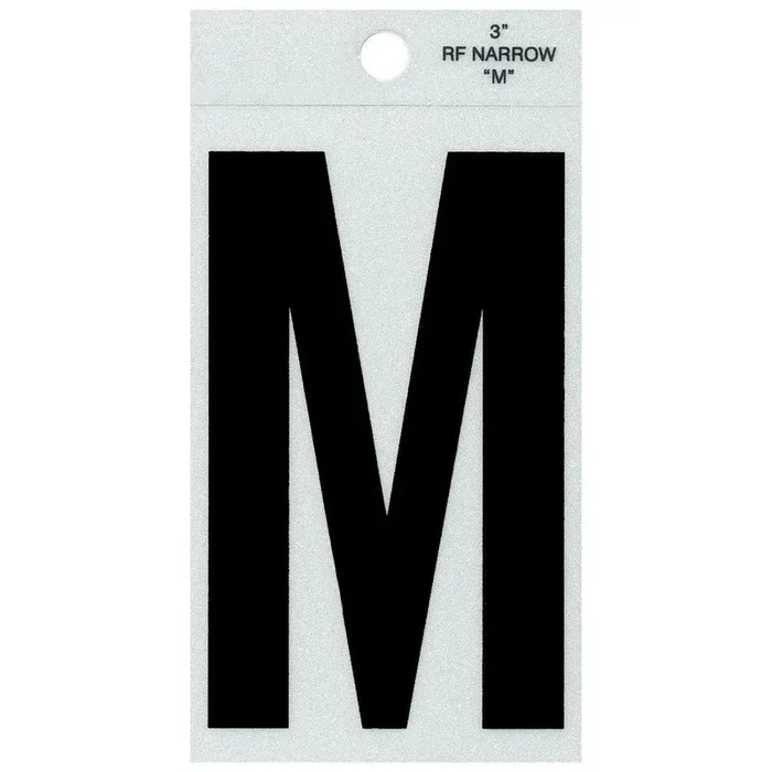 3″ – M Straight Narrow Black Reflective Letters