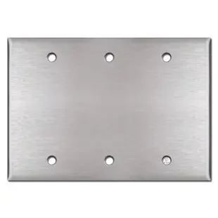 3 Blank Wall Plates – Satin Stainless Steel
