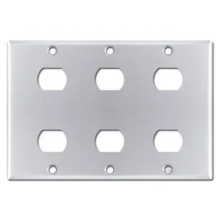 3-Gang 6 Stacked Switch Despard Wallplate – Polished Chrome