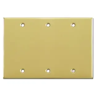 3 Gang Blank Wall Plate Cover – Polished Brass
