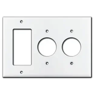 3-Gang Twin 1.4‘‘ Round Outlet + GFCI Decor Switch Plate – White