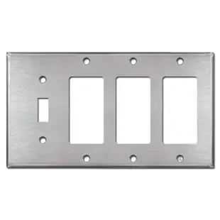 3 GFCI 1 Toggle Switch Plate – Satin Stainless Steel