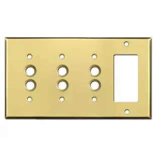 3- Pushbutton 1-Decora Wall Switch Cover Plate – Satin Brass