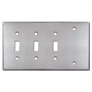 3-Toggle 1-Blank Light Switch Cover – Stainless Steel