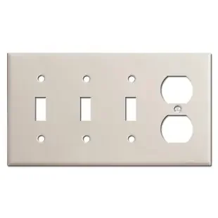 3 Toggle 1 Duplex Switch Plate – Light Almond