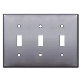 3 Toggle Switch Plate – Raw Steel Paintable