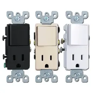 3-Way Decora Rocker Switch + 15A Outlet Plug Leviton 5645