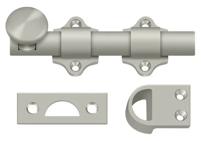 4″ Dutch Door Bolt, HD, Brushed Nickel – Deltana