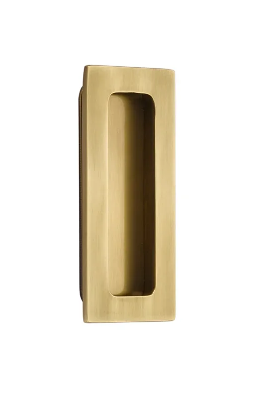 4″ Modern Rectangular Flush Pull – French Antique Brass Finish by Emtek