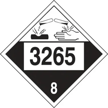 4-Digit DOT Placard: Hazard Class 8 – 3265 (Organic Acidic Corrosive Liquid) 10 3/4″ x 10 3/4″ Plastic 100/Pack – MPL787VP100