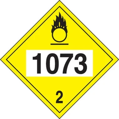 4-Digit DOT Placards: Hazard Class 2 – 1073 (Refrigerated Liquid Oxygen) 10 3/4″ x 10 3/4″ Removable Vinyl 50/Pack – MPL726RM50