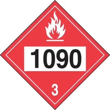 4-Digit DOT Placards: Hazard Class 3 – 1090 (Acetone) 10 3/4″ x 10 3/4″ Plastic 50/Pack – MPL731VP50