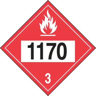 4-Digit DOT Placards: Hazard Class 3 – 1170 (Ethyl Alcohol) 10 3/4″ x 10 3/4″ Plastic 50/Pack – MPL742VP50