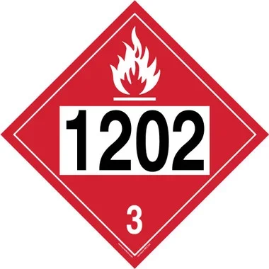 4-Digit DOT Placards: Hazard Class 3 – 1202 (Diesel Fuel) 10 3/4″ x 10 3/4″ Reflective Vinyl 100/Pack – MPL744FV100