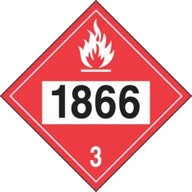 4-Digit DOT Placards: Hazard Class 3 – 1866 (Resin Solution) 10 3/4″ x 10 3/4″ Reflective Vinyl 100/Pack – MPL734FV100