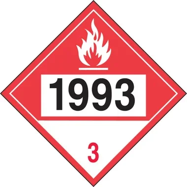 4-Digit DOT Placards: Hazard Class 3 – 1993 (Combustible Liquid) 10 3/4″ x 10 3/4″ Adhesive Vinyl 25/Pack – MPL738VS25