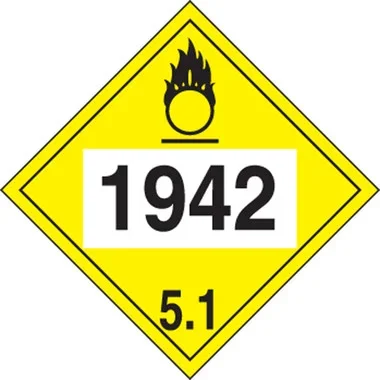 4-Digit DOT Placards: Hazard Class 5 – 1942 (Ammonium Nitrate) 10 3/4″ x 10 3/4″ Removable Vinyl 25/Pack – MPL751RM25