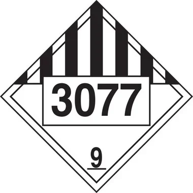 4-Digit DOT Placards: Hazard Class 9 – 3077 (Environmental Hazard-Solid) 10 3/4″ x 10 3/4″ Plastic 100/Pack – MPL793VP100
