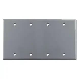 4 Gang Blank Electrical Wallplate Cover – Gray