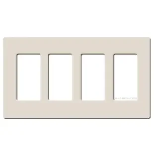 4 Rocker Screwless Wallplate Lutron – Light Almond Plastic