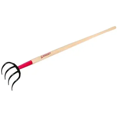 4-Tine Potato/Refuse Hook, 6.5 in Oval Tines with Diamond Pt, 54 in Handle