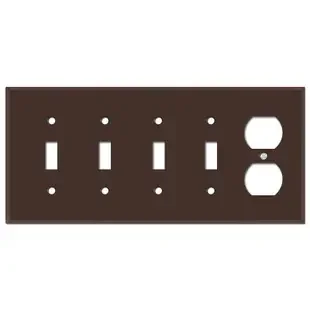 4 Toggle & 1 Duplex Receptacle Cover Plates – Brown