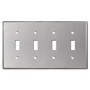 4 Toggle Electrical Wall Plate Covers – Polished Stainless Steel