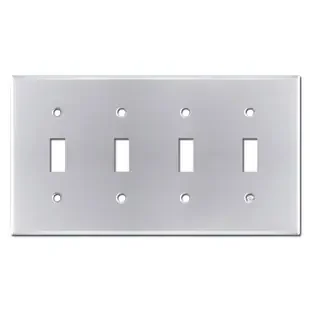 4 Toggle Switch Plate Covers – Polished Chrome