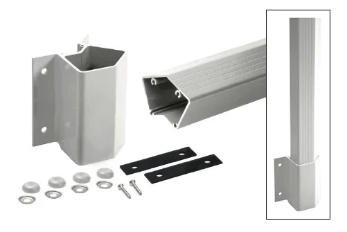 42″ Silver Metallic Outside 135 Degree Fascia Mount Post Kit for 200, 300, 350, and 400 Series Rails
