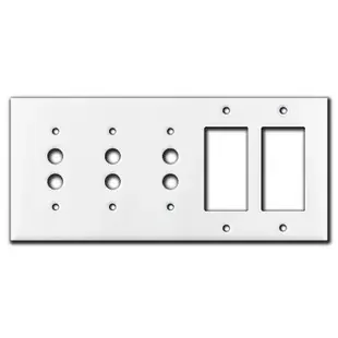 5-Gang 3-Pushbutton 2-Decora GFCI Light Switch Plate – White