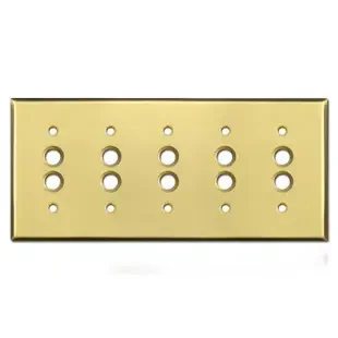 5-Gang Push Button Wall Switch Plate – Satin Brass