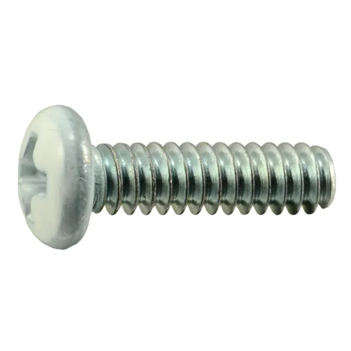 6-32 x 1/2″ White Painted Head Zinc Plated Steel Coarse Thread Phillips Pan Head Machine Screws