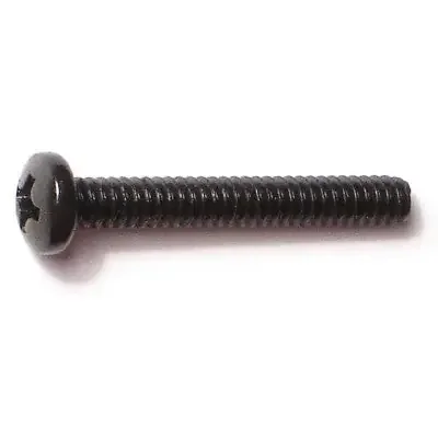 6-32 x 1″ Black Oxide Steel Coarse Thread Phillips Pan Head Machine Screws