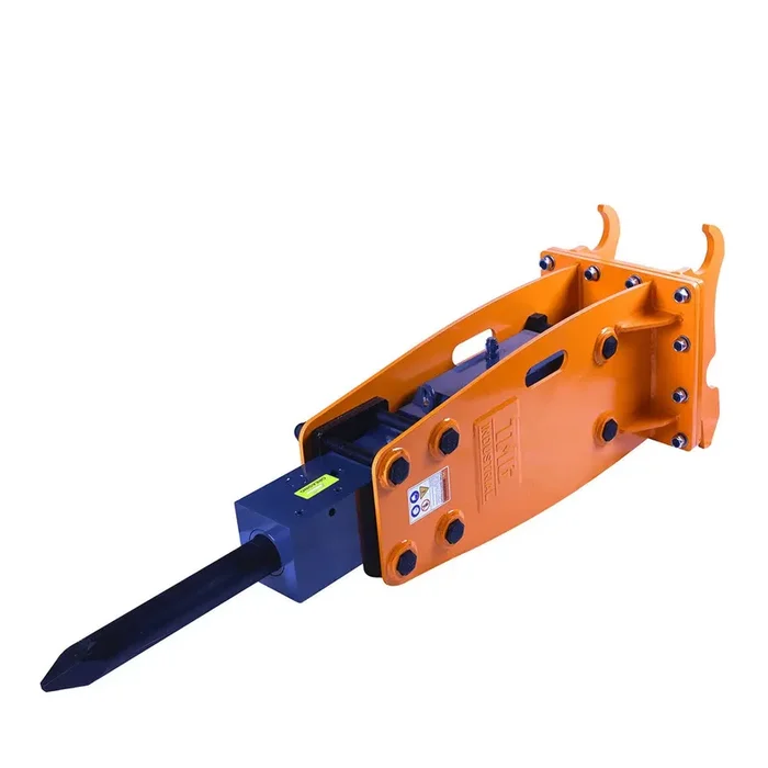 6-9 Ton Excavator/Backhoe Hydraulic Breaker, Quick Change (Q/C) Lugging, 3″ Moil Point Chisel, 1030 J Impact Energy, TMG-HB90Q