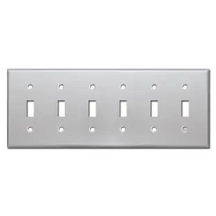 6 Toggle Wall Plate Covers – Brushed Aluminum