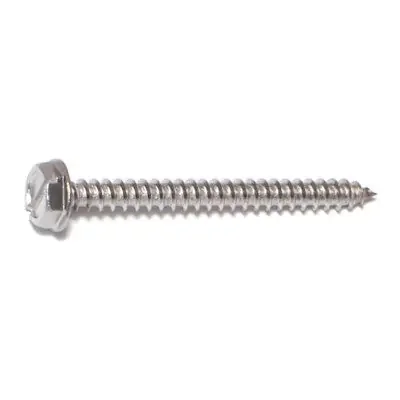 6 x 1-1/2″ 18-8 Stainless Steel Slotted Hex Washer Head Sheet Metal Screws