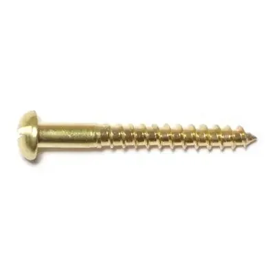 6 x 1-1/4″ Brass Slotted Round Head Wood Screws