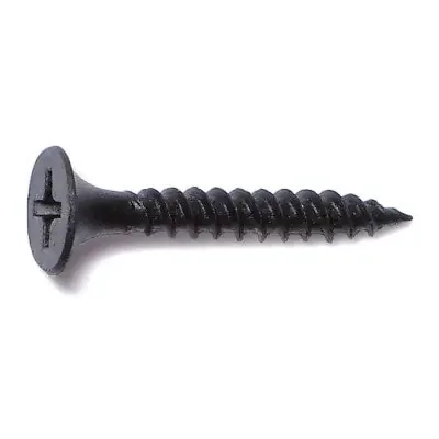 6 x 1″ Black Phosphate Steel Fine Thread Phillips Bugle Head Drywall Screws