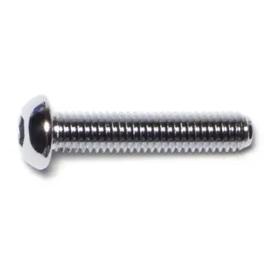 6mm-1.0 x 30mm Chrome Plated Class 10.9 Steel Coarse Thread Button Head Hex Socket Cap Screws