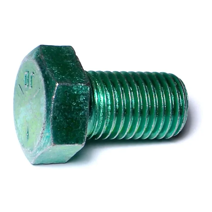 7/8″-9 x 1-1/2″ Green Rinsed Zinc Plated Grade 5 Steel Coarse Thread Hex Cap Screws