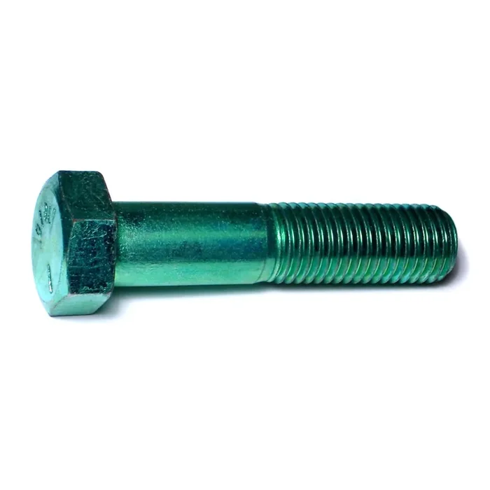 7/8″-9 x 4″ Green Rinsed Zinc Plated Grade 5 Steel Coarse Thread Hex Cap Screws