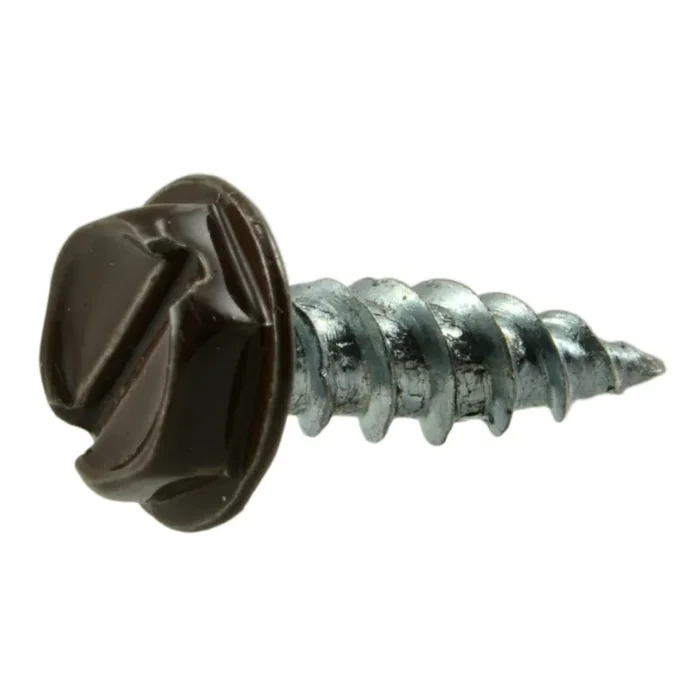 7 x 1/2″ Brown Painted Zinc Plated Steel Slotted Hex Washer Head Gutter Screws